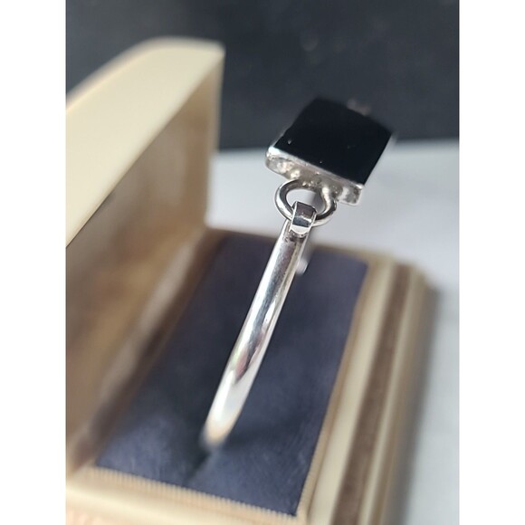 Sterling Silver 925 Faux Onyx Hook Bracelet Vintage - Picture 4 of 10